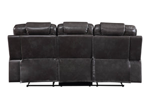 English Elm Braylon Magnetite Faux Leather 3-Piece Manual Recliner Set in Brown with Console, Cup Holders and Storage B2726S00187