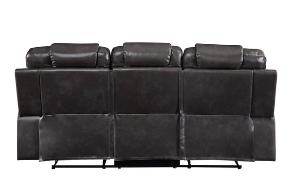 English Elm Braylon Magnetite Faux Leather 3-Piece Manual Recliner Set in Brown with Console, Cup Holders and Storage B2726S00187
