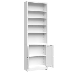 English Elm Metal Industrial Bookcase 5 Tier Open Shelves with Cabinet Door for Home Office T2398P442676
