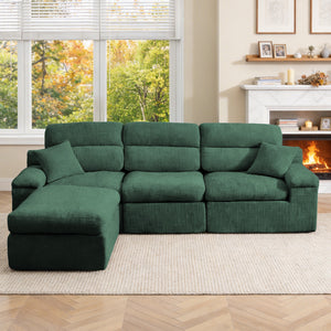 English Elm Corner Chenille Sectional Sleeper Sofa with High Back Support for Apartment Living Dark Green W5532S00037