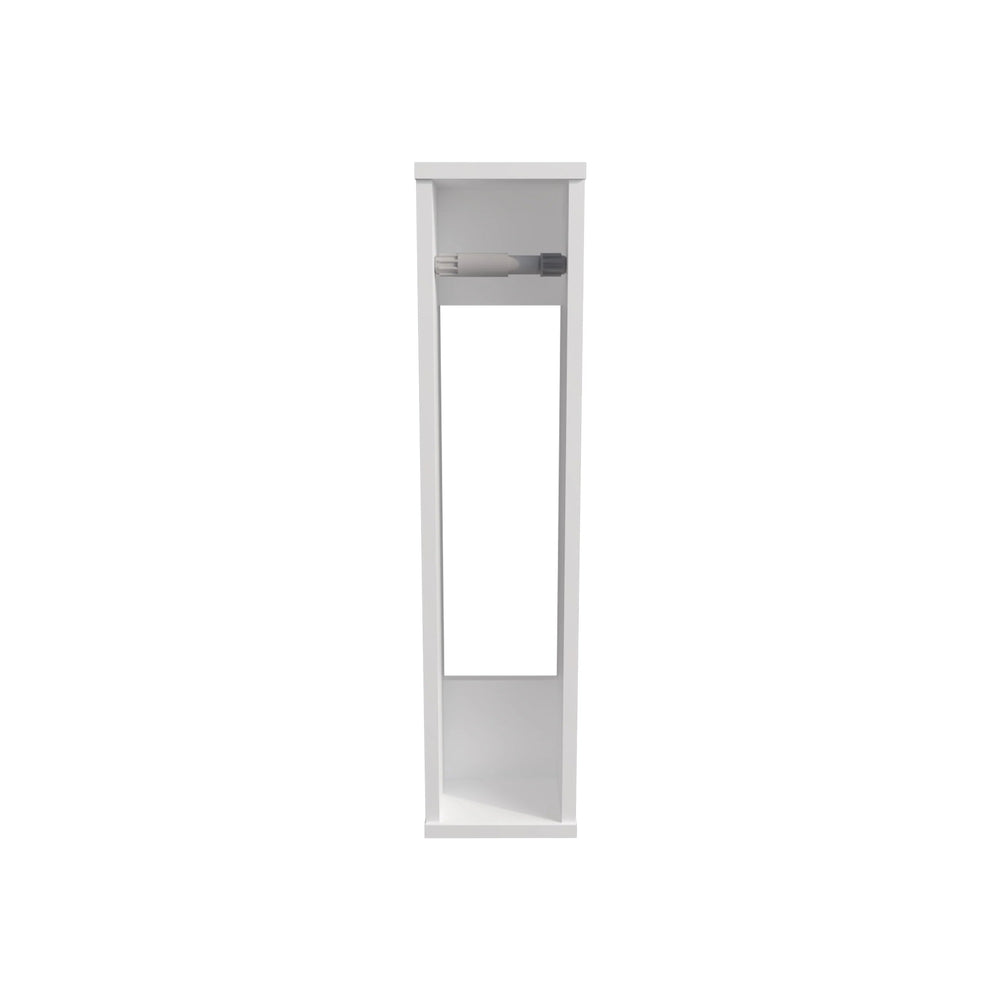 English Elm White Minimalist Toilet Paper Holder Wall Mounted 28" High Modern White Finish Particleboard Design B062P252178