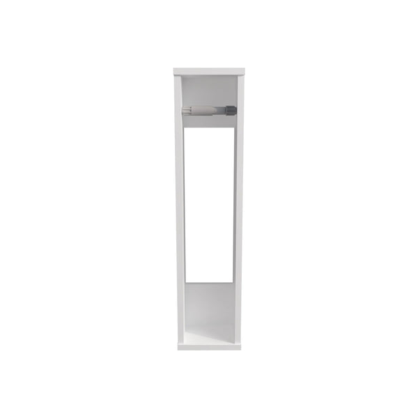 English Elm White Minimalist Toilet Paper Holder Wall Mounted 28" High Modern White Finish Particleboard Design B062P252178