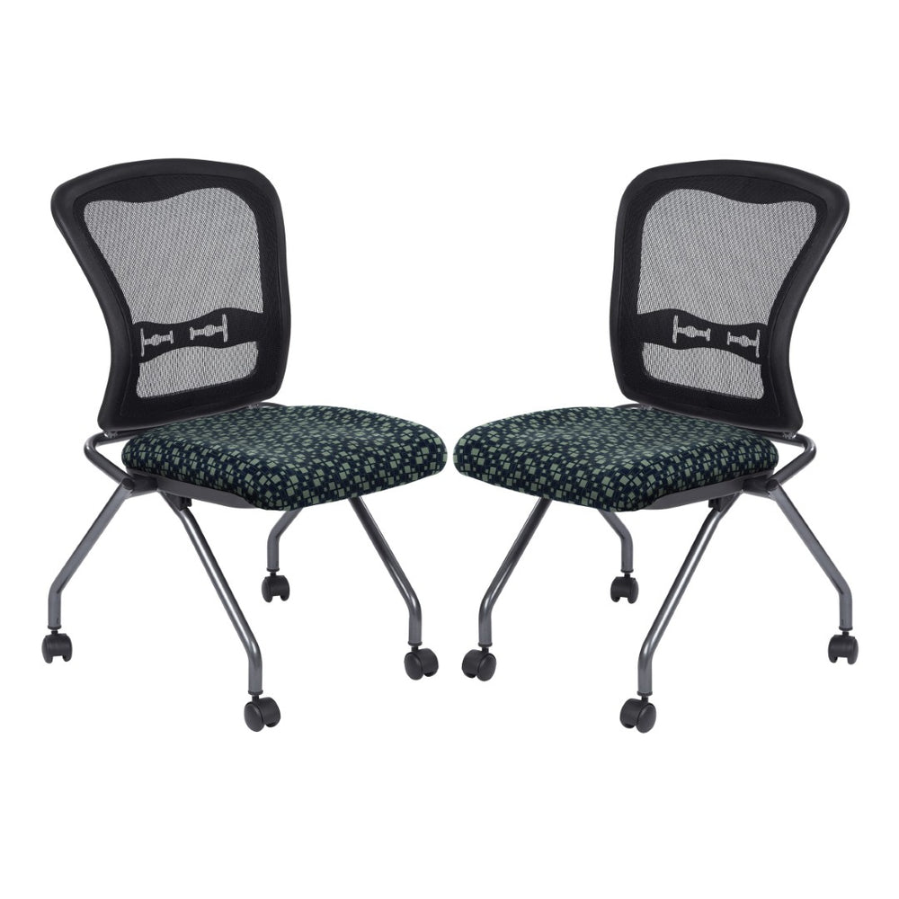 OSP Home Furnishings Soft-flex Pro-line Ii Folding Chair with Mesh Back and Lumbar Support for Offices 84220-K116