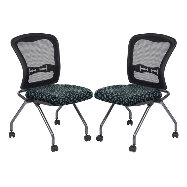 OSP Home Furnishings Soft-flex Pro-line Ii Folding Chair with Mesh Back and Lumbar Support for Offices 84220-K116