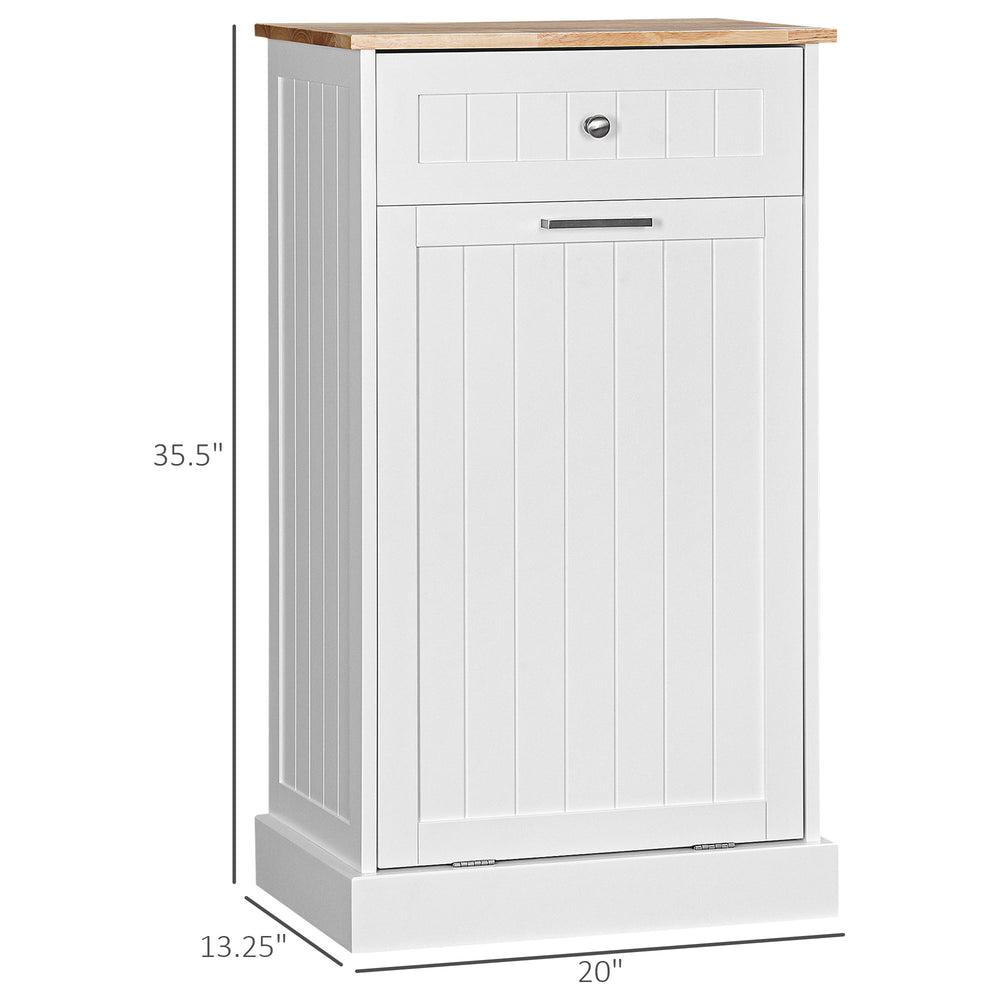 English Elm Kitchen Tilt Out Trash Cabinet with Solid Oak Top and Pull Out Drawer Storage T3971P389461