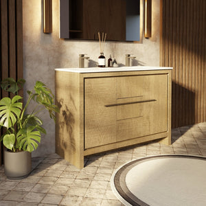 English Elm Rustic Acacia Double Bath Vanity 48" W X 20" D With Cultured Marble Top & Gun Metal Faucet Set B2731P259411-GIGA