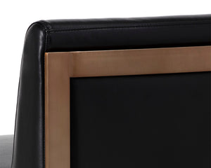 Sunpan Dean Bar Stool with Exposed Brass Frame and Luxurious Bonded Leather for Stylish Spaces Antique Brass / Cantina Black