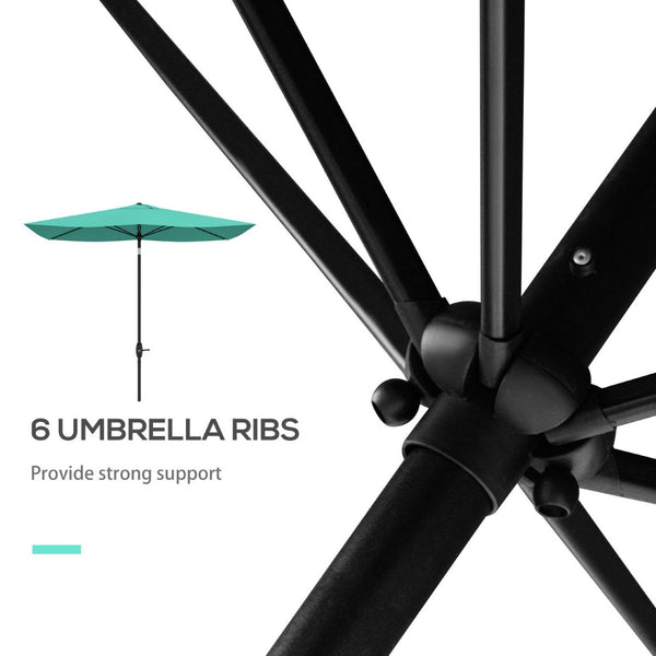 English Elm Outsunny 6.5' X 10' Rectangular Market Umbrella With Crank, Tilt & Uv Protection For Your Patio W2225P200817-GIGA