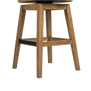 English Elm Jennifer Taylor Home - Bahama 30" Cane Rattan High-Back Swivel Bar Stool – Handcrafted Rubberwood, Wool-Poly Blend Upholstery, Brass Footrest Beige B2719P395567
