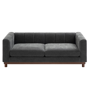 English Elm Modern Chenille Loveseat with Pocket Spring Support for Apartment Living Rooms Dark Grey N763S000070R