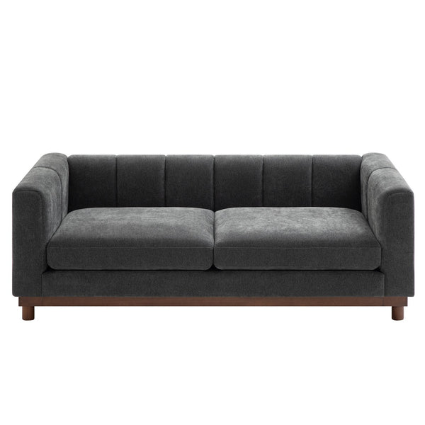 English Elm Modern Chenille Loveseat with Pocket Spring Support for Apartment Living Rooms Dark Grey N763S000070R
