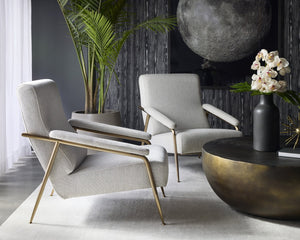 Sunpan TUTTI Lounge Chair - Elegant Mid-Century Design in San Remo Winter Cloud with Brass Frame Finish 108805