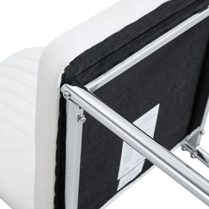 English Elm Luxury White Pu Dining Chair Set Of 6 - Modern Comfort With High Resilience Foam & Silver Legs W1151P282701