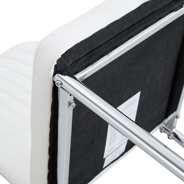 English Elm Luxury White Pu Dining Chair Set Of 6 - Modern Comfort With High Resilience Foam & Silver Legs W1151P282701