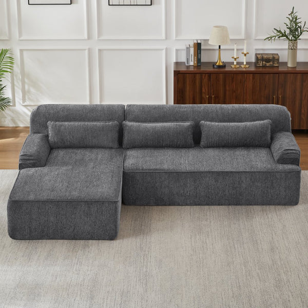 English Elm Chenille Oversized L-shaped Sectional Sleeper Sofa with Tufted Minimalist Design W2339S00069