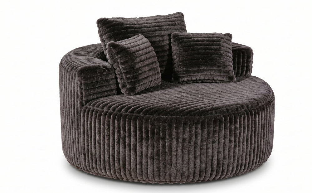 English Elm Round Oversized Corduroy Chaise Lounge Armless Circular Sofa for Bedroom Living Room W5527P489260