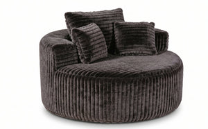 English Elm Round Oversized Corduroy Chaise Lounge Armless Circular Sofa for Bedroom Living Room W5527P489260