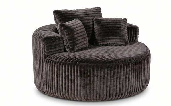 English Elm Round Oversized Corduroy Chaise Lounge Armless Circular Sofa for Bedroom Living Room W5527P489260