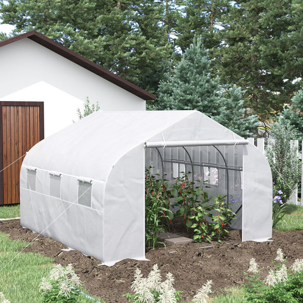 English Elm Outsunny Large Tunnel Walk-in Greenhouse Steel Frame with Mesh Ventilation Panels W2225P217787
