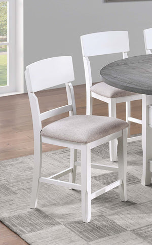 English Elm Antique Ladder-Back High Chairs Set of 2 with Padded Fabric Seats, Rustic Stable Counter Stools 24" H B011P367990