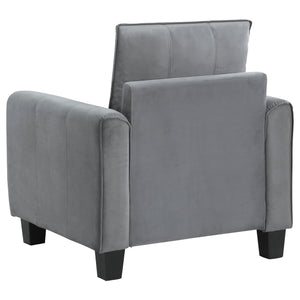 English Elm Dixon Velvety Grey Rolled Arm Accent Chair with Tapered Block Feet, Stitch Detail, Durable Comfort B062P299906
