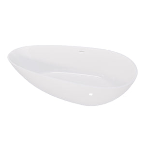 English Elm 59" Handcrafted Stone Resin Soaking Tub Glossy Freestanding Spa Design with Copper Drain W1573P176229