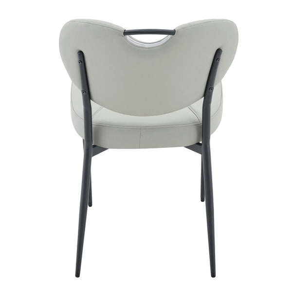 English Elm Dark Oil Waxed Faux Leather Dining Chair Set with Diamond Tufted High Back Metal Legs W3493P449243