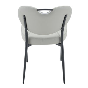 English Elm Dark Oil Waxed Faux Leather Dining Chair Set with Diamond Tufted High Back Metal Legs W3493P449247