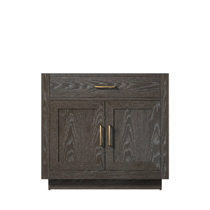 English Elm Brown Oak Midcentury Single Bath Vanity 36" W with Soft-Close Drawer, Fully Assembled Storage B2731P257664