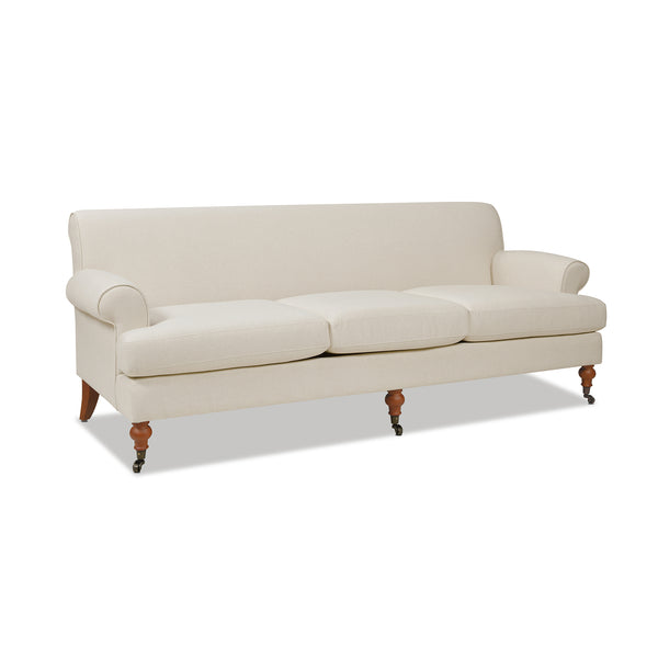 English Elm Jennifer Taylor Home - Alana Lawson Three-Cushion Tightback Sofa In Light Beige Linen - Stylish, Durable, And Comfortable Seating B2719P238313