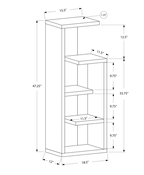 English Elm Bookshelf, 4-Tier Taupe Laminate Bookcase with 5 Open Display Shelves, Modern Clean Lines Decor B2710P219045