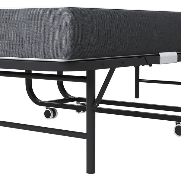 English Elm 75 Inch Rollaway Twin Bed with Memory Foam Mattress Heavy Duty Steel Frame Foldable W2735P425462