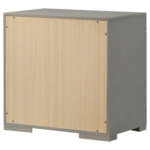 English Elm Pierce Grey High Gloss Nightstand with 2 Smooth Drawers, Felt-Lined Top, Modern Mirrored Finish B062P378424
