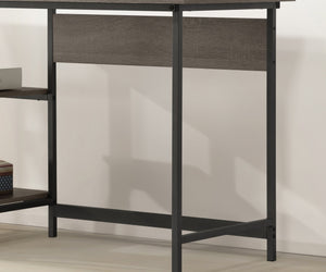 English Elm Weathered Gray Desk with Metal Accents — Space-Saving Open MDF Design, 2 Storage Shelves for Organizing B2699P237458