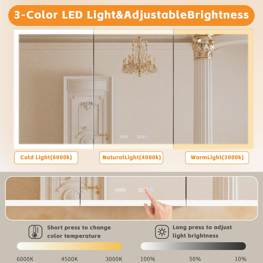 English Elm Lighted Aluminum Medicine Cabinet Smart Mirror with Anti-fog Led and Built-in Usb Outlet W5609P461514