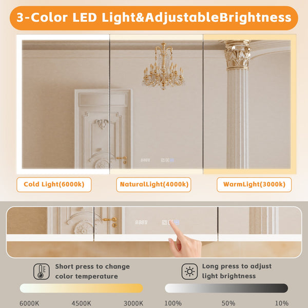 English Elm Lighted Aluminum Medicine Cabinet Smart Mirror with Anti-fog Led and Built-in Usb Outlet W5609P461514