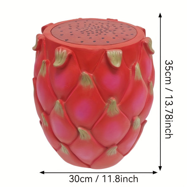 English Elm 13.4" Resin Dragon Fruit Sculptural Stool Outdoor Plant Stand Patio Accent W5709P460806
