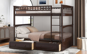 English Elm Full Over Bunk Bed Convertible Pine Frame with Storage Drawers for Kids Rooms Espresso GX000241AAP