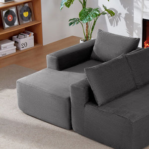 English Elm Cloud Oversized Corduroy Chaise Sectional with Deep Seat for Cozy Living Spaces W3975P391632