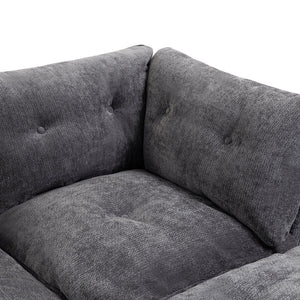 English Elm Modern Chenille Cloud Sectional with Ottoman Deep Sink Modular L Shaped Living Room Sofa Dark Grey W2379S00004