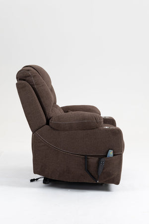 English Elm Lounge Electric Lift Recliner Chair - Oversized Velvet Sofa With 180° Full Recline & Cup Holders W547S00050