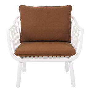 English Elm Christopher Knight Home® - Huron Outdoor PP Club Chair with Waterproof Olefin Cushions, Durable Plastic Frame and Iron Legs - Weather-Resistant Patio Seating Set Brown,White N775P178198W