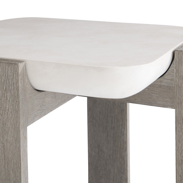 Bernhardt Bernhardt Gooding Side Table With Faux-Concrete Basin Top, Flint Wood Legs, 24" Square Accent Piece 484123