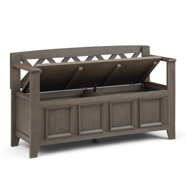 English Elm Amherst Solid Wood Entryway Storage Bench - Rustic Farmhouse Grey With Hidden Storage & Seating B136P158268