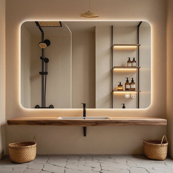 English Elm Rectangular Led Backlit Bathroom Mirror - 30"X40", Anti-Fog, Adjustable Color, Modern Design W2203P356277-GIGA