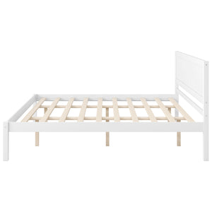 English Elm Platform King Bed Solid Pine Panel Headboard Wood Slat Base Modern Bedroom Frame White N709P425341K