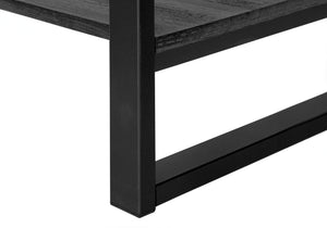 English Elm Accent C-Shaped Side Table with Reclaimed Wood-Look Top and Sleek Metal Frame for Small Spaces Black 36 L x 15 W x 8 H B2710P219148