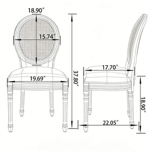 English Elm French Country Upholstered Dining Chairs Solid Wood Round Back Set for Kitchen W3426P459604