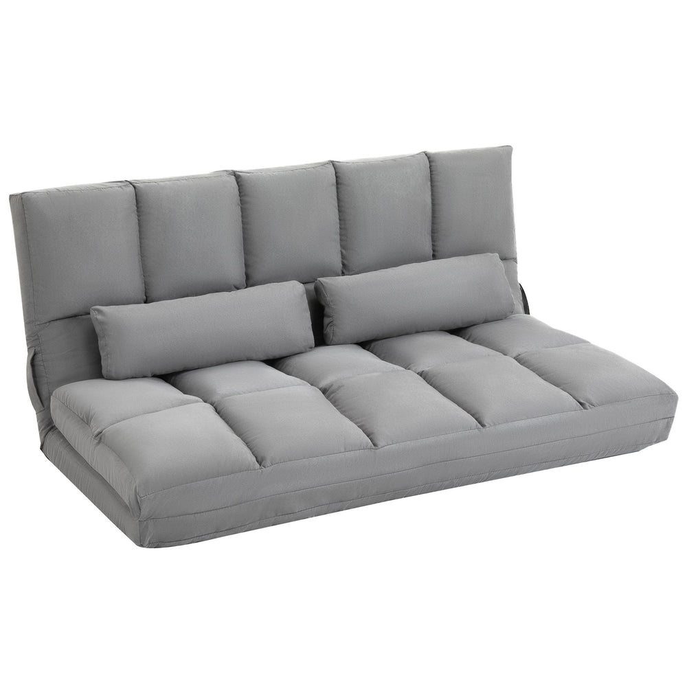 English Elm Homcom Convertible Floor Sofa Chair – Adjustable Lounger, Space-Saving Bed With 2 Pillows & Comfort W2225P217474