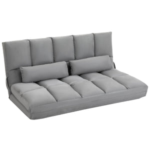 English Elm Homcom Convertible Floor Sofa Chair – Adjustable Lounger, Space-Saving Bed With 2 Pillows & Comfort W2225P217474